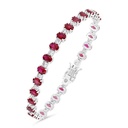 Sterling Silver 925 Bracelet Rhodium Plated Embedded With Ruby Corundum And White Zircon