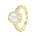 Sterling Silver 925 Ring  Gold Plated Embedded With Yellow Zircon And White Zircon