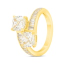 Sterling Silver 925 Ring Gold Plated Embedded With Yellow Zircon And White Zircon