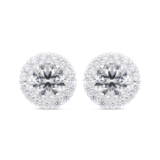 [EAR01CIT00WCZC338] Sterling Silver 925 Earring Rhodium Plated Embedded With Yellow Zircon And White Zircon