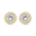 Sterling Silver 925 Earring Gold Plated Embedded With White Zircon 