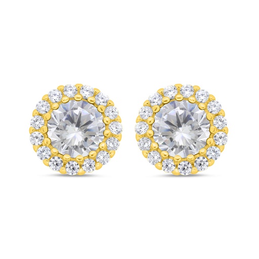 [EAR02WCZ00000C338] Sterling Silver 925 Earring Gold Plated Embedded With White Zircon 