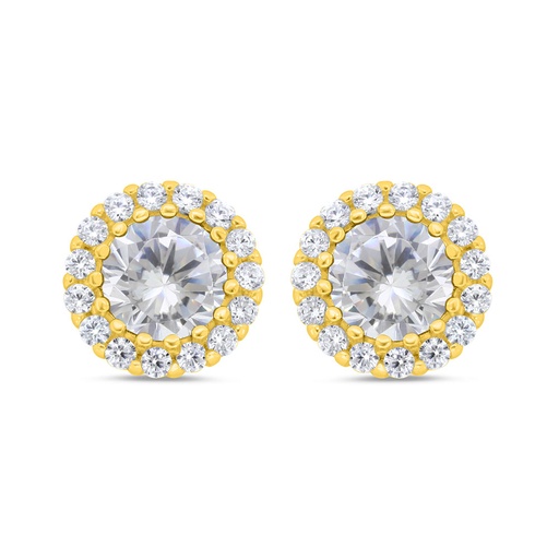 [EAR02WCZ00000C338] Sterling Silver 925 Earring Gold Plated Embedded With White Zircon 