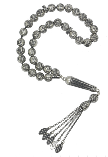 [ROS04SIL33SILA003] Rosary 33 Sterling Silver 925 , Oxidized 