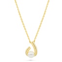 Sterling Silver 925 Necklace Gold Plated Embedded With White Shell Pearl And White Zircon