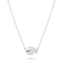 Sterling Silver 925 Necklace Rhodium Plated Embedded With White Zircon