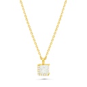 Sterling Silver 925 Necklace Gold Plated Embedded With White Zircon