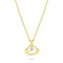 Sterling Silver 925 Necklace Gold Plated Embedded With White Zircon