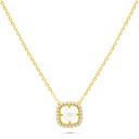 Sterling Silver 925 Necklace Gold Plated Embedded With White Shell Pearl And White Zircon