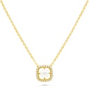 Sterling Silver 925 Necklace Gold Plated Embedded With White Shell Pearl And White Zircon