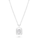 Sterling Silver 925 Necklace Rhodium Plated Embedded With White Zircon