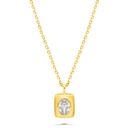 Sterling Silver 925 Necklace Gold Plated Embedded With White Zircon