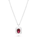 Sterling Silver 925 Necklace Rhodium Plated Embedded With Ruby Corundum