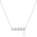 Sterling Silver 925 Necklace Rhodium Plated Embedded With White Zircon