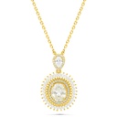 Sterling Silver 925 Necklace Gold Plated Embedded With Yellow Zircon And White Zircon