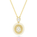 Sterling Silver 925 Necklace Gold Plated Embedded With Yellow Zircon And White Zircon