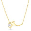 Sterling Silver 925 Necklace Gold Plated Embedded With White Zircon