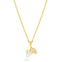 Sterling Silver 925 Necklace Gold Plated Embedded With White Zircon