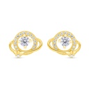 Sterling Silver 925 Earring Gold Plated Embedded With White Zircon