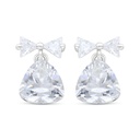 Sterling Silver 925 Earring Rhodium Plated Embedded With White Zircon