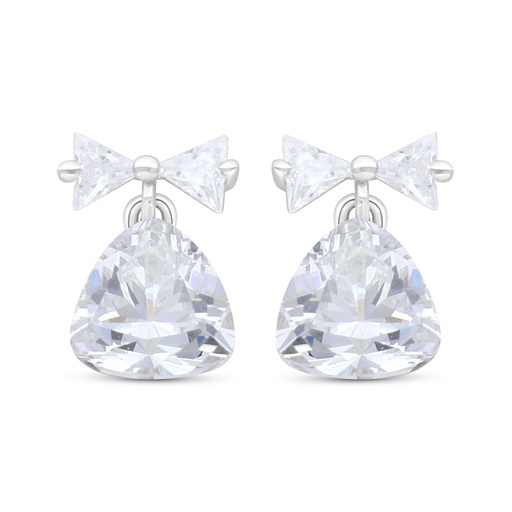 [EAR01WCZ00000C386] Sterling Silver 925 Earring Rhodium Plated Embedded With White Zircon