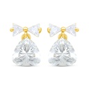 Sterling Silver 925 Earring Gold Plated Embedded With White Zircon