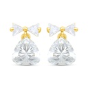 Sterling Silver 925 Earring Gold Plated Embedded With White Zircon