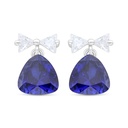 Sterling Silver 925 Earring Rhodium Plated Embedded With Sapphire Corundum And White Zircon