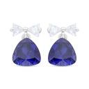 Sterling Silver 925 Earring Rhodium Plated Embedded With Sapphire Corundum And White Zircon