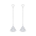 Sterling Silver 925 Earring Rhodium Plated Embedded With White Zircon