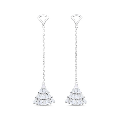 [EAR01WCZ00000C388] Sterling Silver 925 Earring Rhodium Plated Embedded With White Zircon