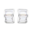 Sterling Silver 925 Earring Rhodium Plated Embedded With White Zircon