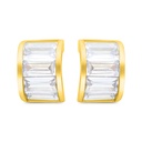 Sterling Silver 925 Earring Gold Plated Embedded With White Zircon