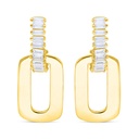 Sterling Silver 925 Earring Gold Plated Embedded With White Zircon
