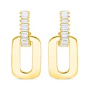 Sterling Silver 925 Earring Gold Plated Embedded With White Zircon