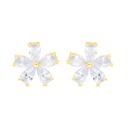 Sterling Silver 925 Earring Gold Plated Embedded With White Zircon