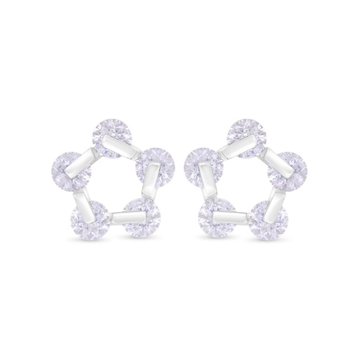 [EAR01WCZ00000C341] Sterling Silver 925 Earring Rhodium Plated Embedded With White Zircon