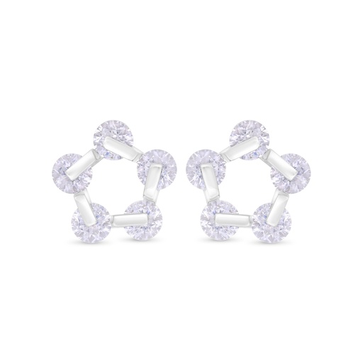 [EAR01WCZ00000C341] Sterling Silver 925 Earring Rhodium Plated Embedded With White Zircon