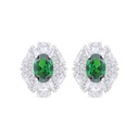 Sterling Silver 925 Earring Rhodium Plated Embedded With Emerald Zircon 