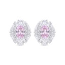 Sterling Silver 925 Earring Rhodium Plated Embedded With Pink Zircon And White Zircon