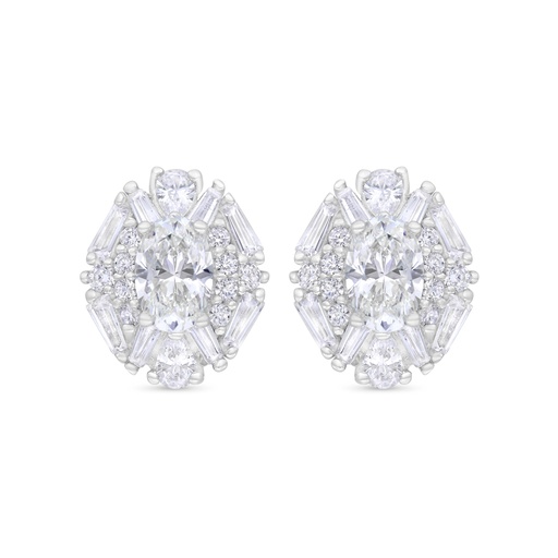 [EAR01WCZ00000C343] Sterling Silver 925 Earring Rhodium Plated Embedded With White Zircon