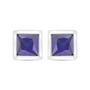 Sterling Silver 925 Earring Rhodium Plated Embedded With Sapphire Corundum 