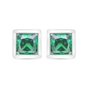 Sterling Silver 925 Earring Rhodium Plated Embedded With Emerald Zircon 