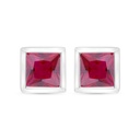 Sterling Silver 925 Earring Rhodium Plated Embedded With Ruby Corundum 