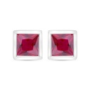 Sterling Silver 925 Earring Rhodium Plated Embedded With Ruby Corundum 