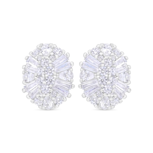 [EAR01WCZ00000C346] Sterling Silver 925 Earring Rhodium Plated Embedded With White Zircon
