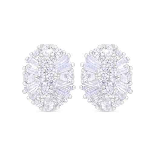 [EAR01WCZ00000C346] Sterling Silver 925 Earring Rhodium Plated Embedded With White Zircon