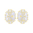 Sterling Silver 925 Earring Gold Plated Embedded With White Zircon