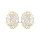 Sterling Silver 925 Earring Gold Plated Embedded With White Zircon