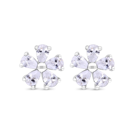 [EAR01WCZ00000C347] Sterling Silver 925 Earring Rhodium Plated Embedded With White Zircon